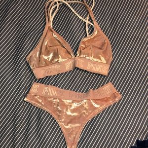 Matching velvet pink set